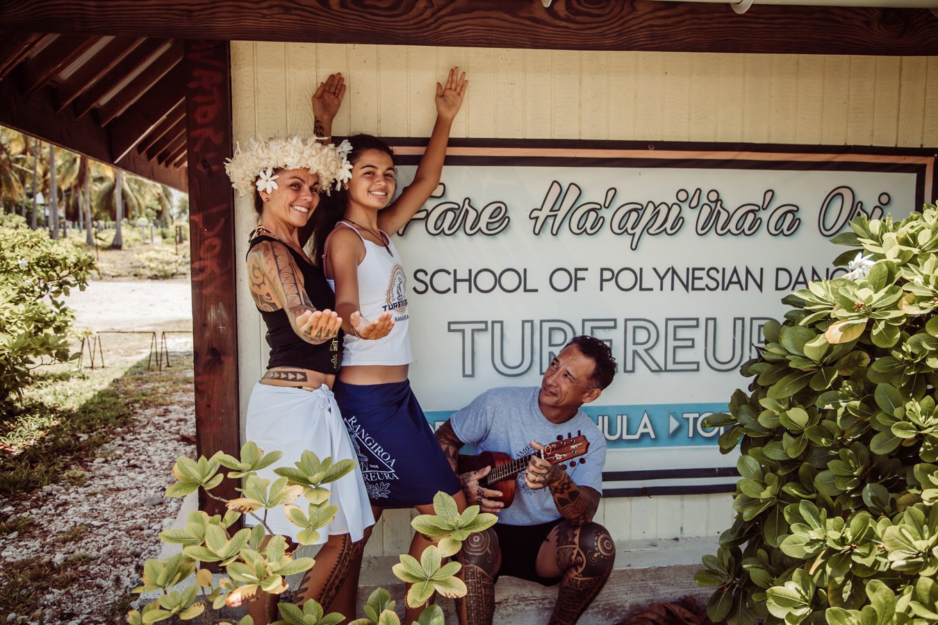 Nathalie's school with her husband and daughter